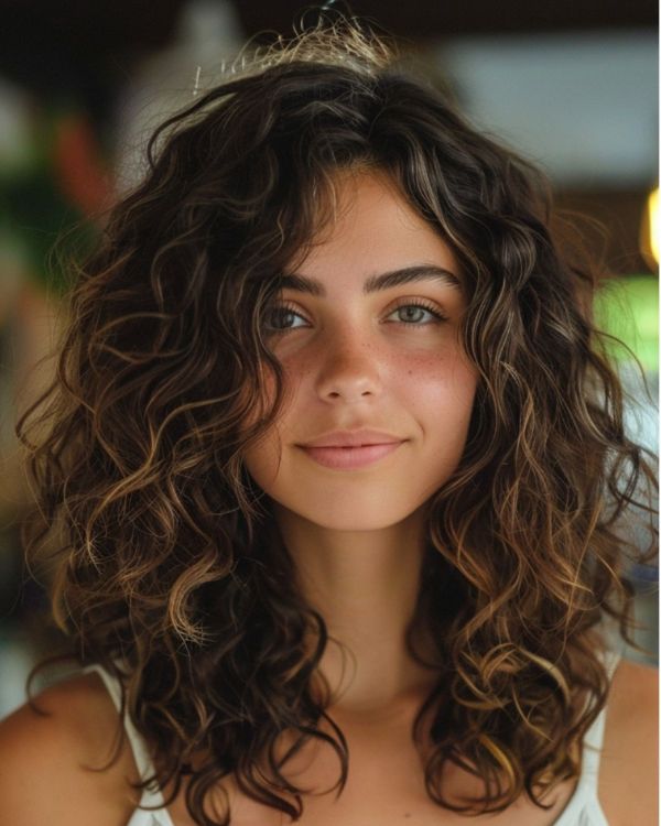 Messy Curly Middle Part