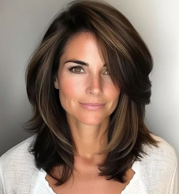 Layered shoulder length cut
