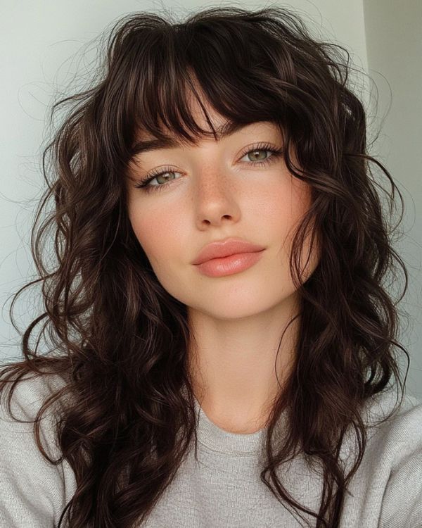 Long Curly Fringe with Short Sides