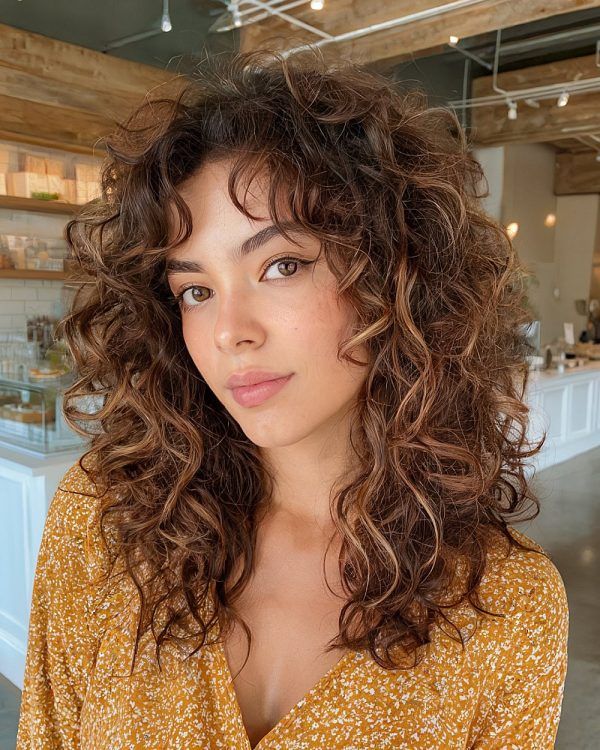 Long, Parted Curly Hair