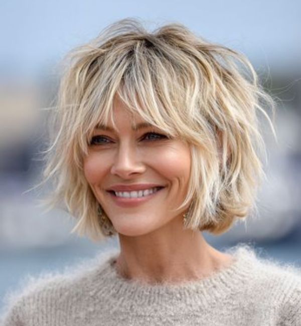 Shaggy, tousled bob with a fringe