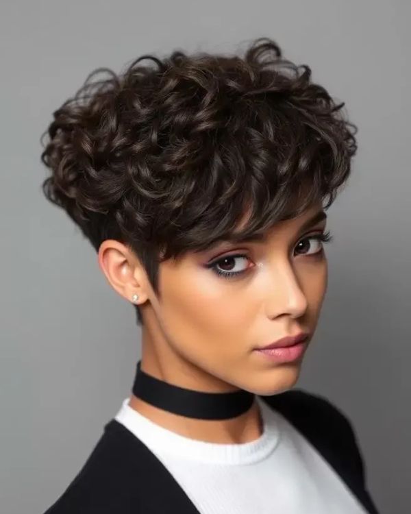 Textured Short Curls with Fade