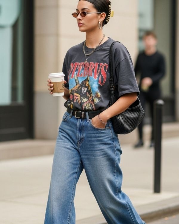 oversized t shirt with casual jeans